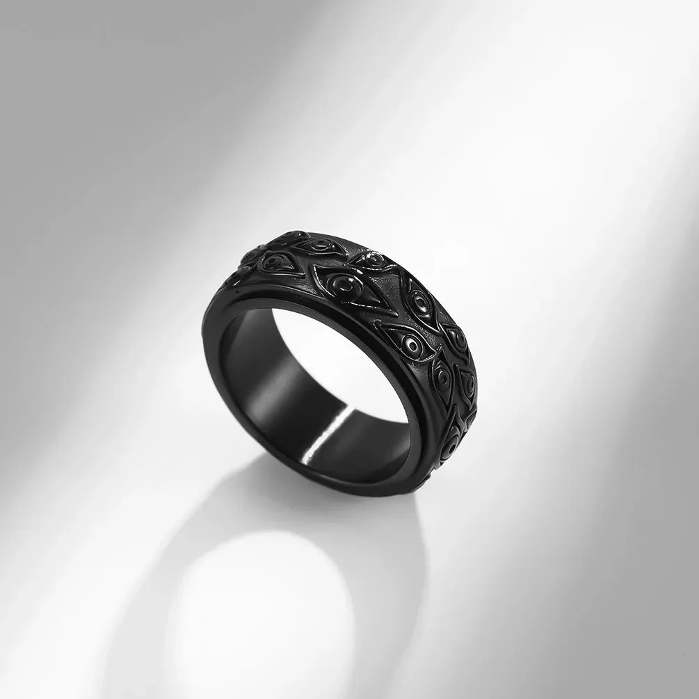 Punk High Quality Fine Stainless Steel Rotatable Eye Of Horus Rings Men Women Fashion Jewelry Party Casual Ring Wedding Gift