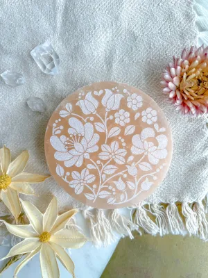 "Spring Flowers" Easter Spring PEACH Selenite Crystal Floral Gift Home Decor