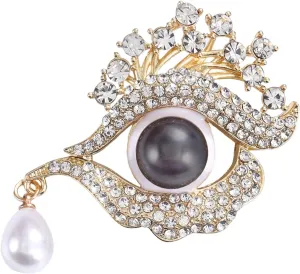 Rhinestone Heart Butterfly Eyes Brooch Cute Crystal Evil Eye Brooches and Pins for Women Gold brooch Fashion Jewelry Wedding Valentines Gift