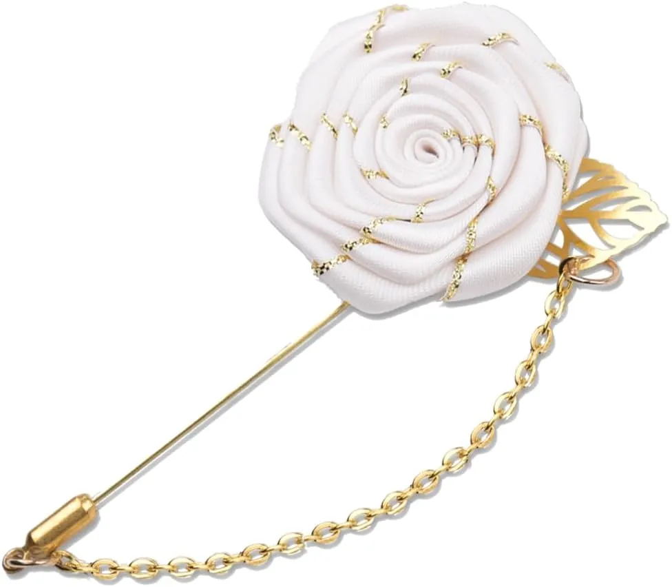 Rose Flower Brooch Pin for Men Suit Lapel Pin for Boys Jacket Coat Brooches for Wedding Prom White Red Champagne