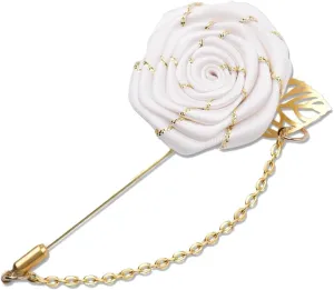 Rose Flower Brooch Pin for Men Suit Lapel Pin for Boys Jacket Coat Brooches for Wedding Prom White Red Champagne