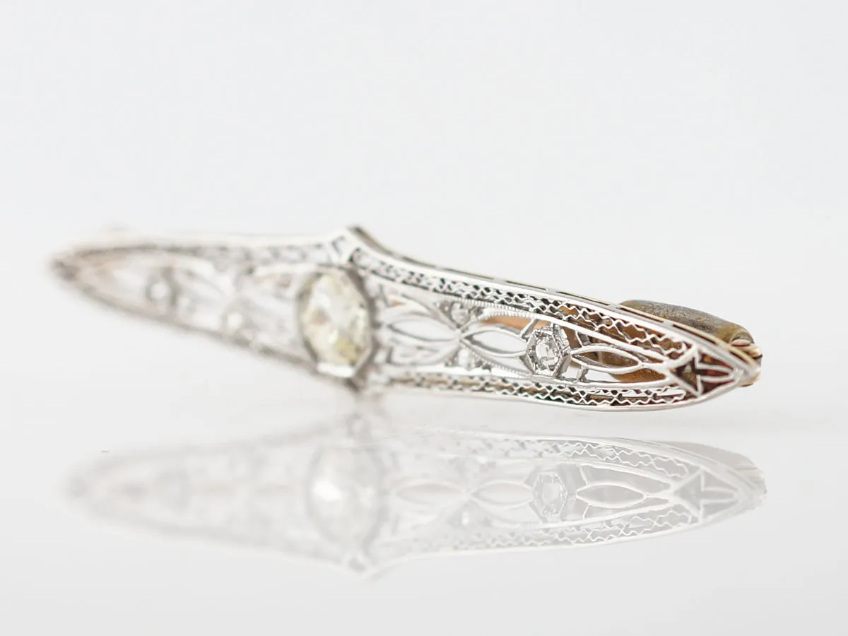 **RTV 1/9/19**Antique Brooch Edwardian .91 Old European Cut Diamond in 14k Yellow Gold & Platinum