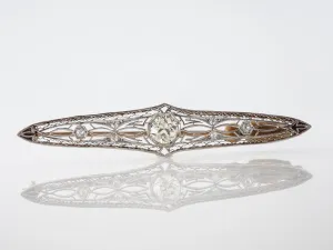 **RTV 1/9/19**Antique Brooch Edwardian .91 Old European Cut Diamond in 14k Yellow Gold & Platinum