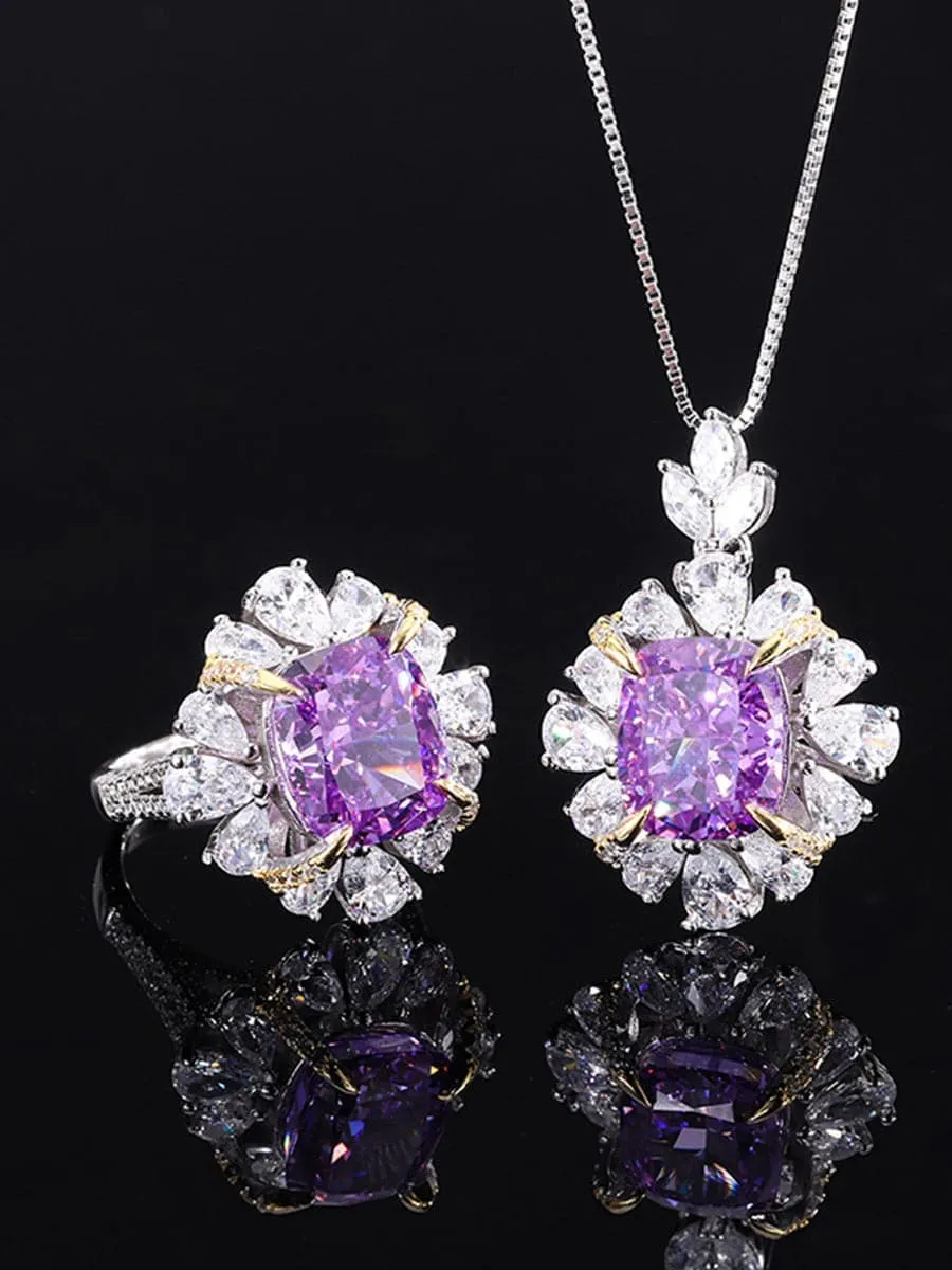 S925 Silver Luxury Amethyst Pendant MSN110810