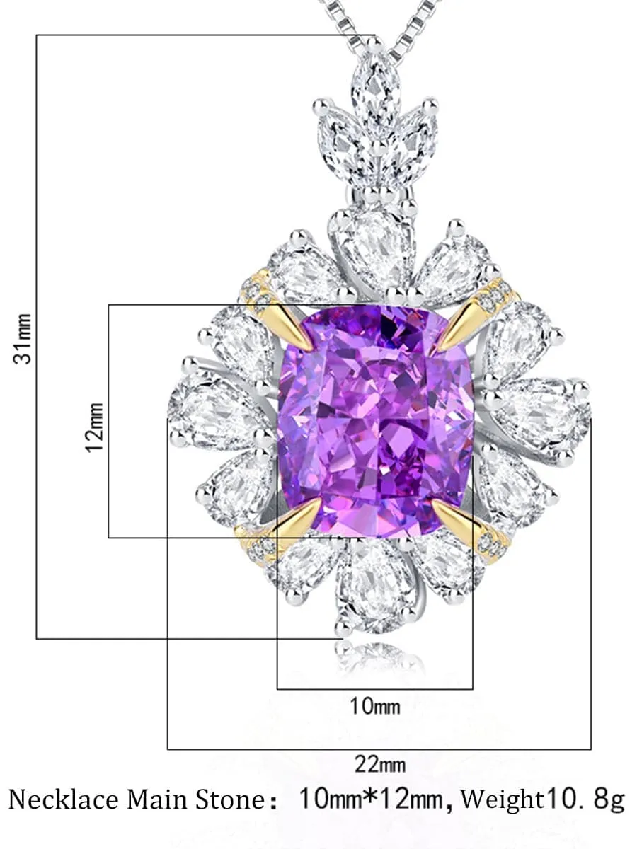 S925 Silver Luxury Amethyst Pendant MSN110810