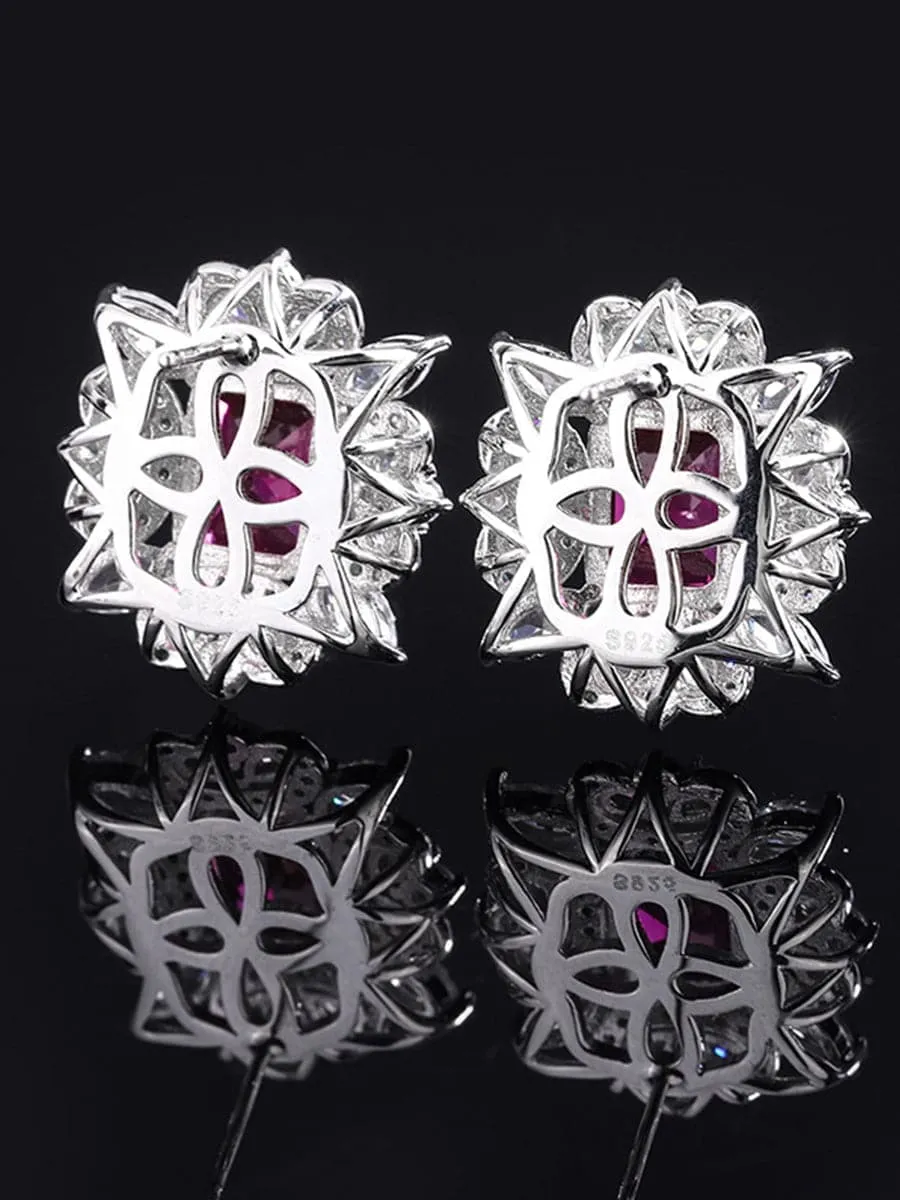 S925 Silver Ruby Stud Earrings MSN110811