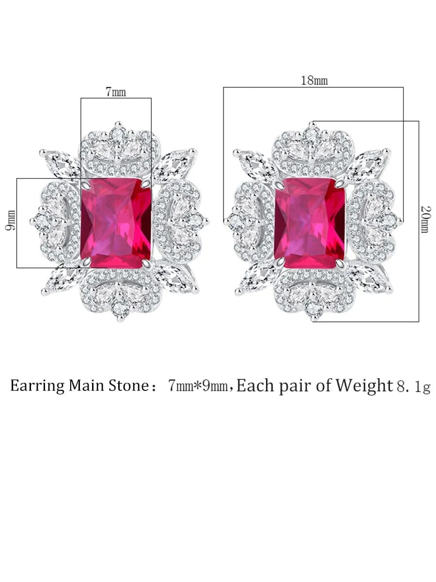 S925 Silver Ruby Stud Earrings MSN110811