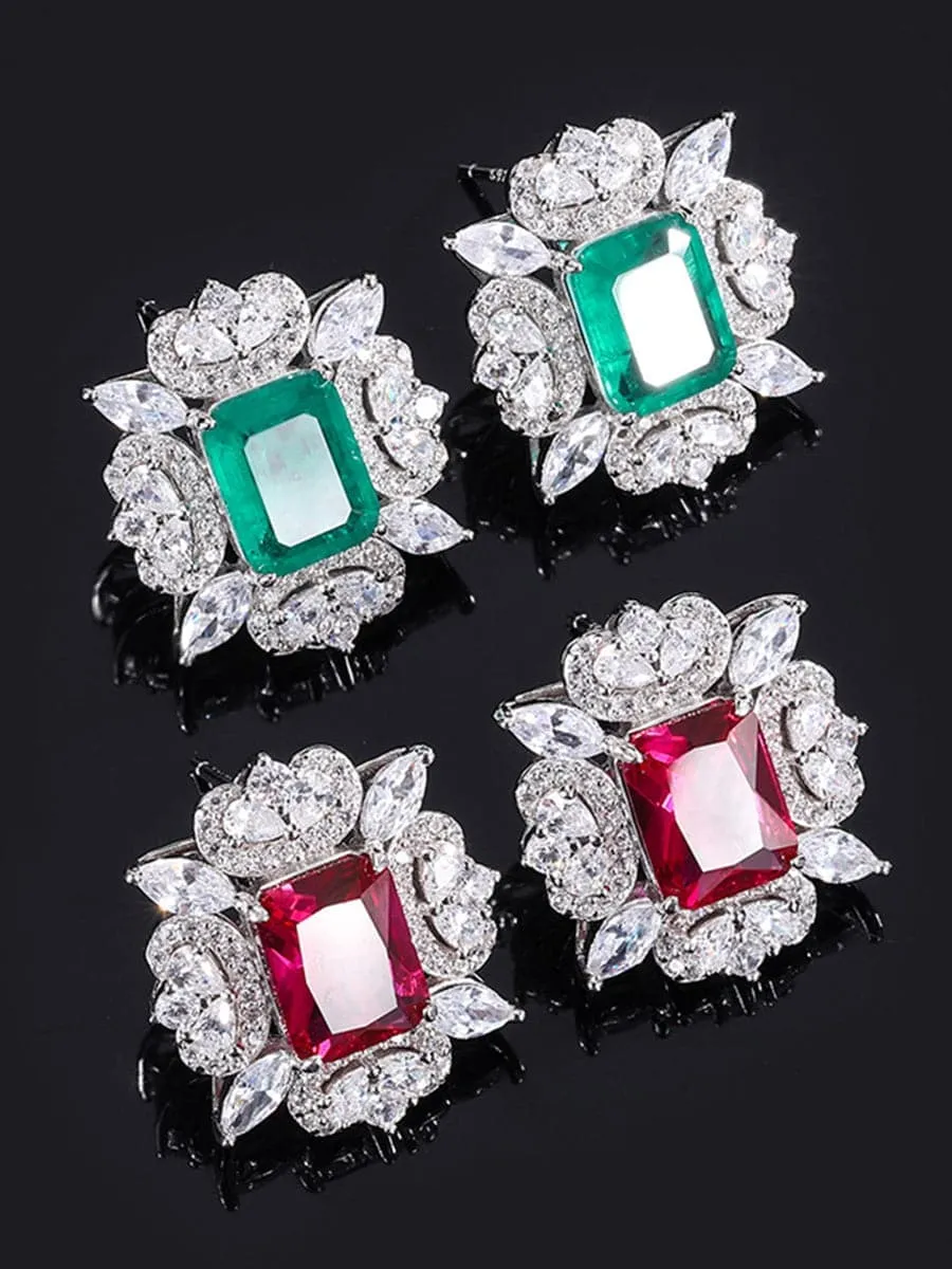 S925 Silver Ruby Stud Earrings MSN110811