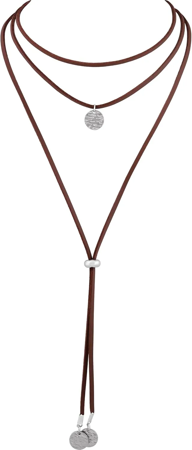 Sacina Layered Brown Choker Necklace for Women, Boho Hippie Choker Necklace, Christmas Jewelry Gift for Women