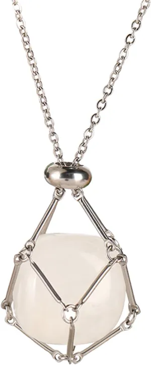 Salircon Crystal Stone Holder Necklace Cage for Women Amethyst Necklace Rose Quartz Necklace Crystal Pouch Necklace