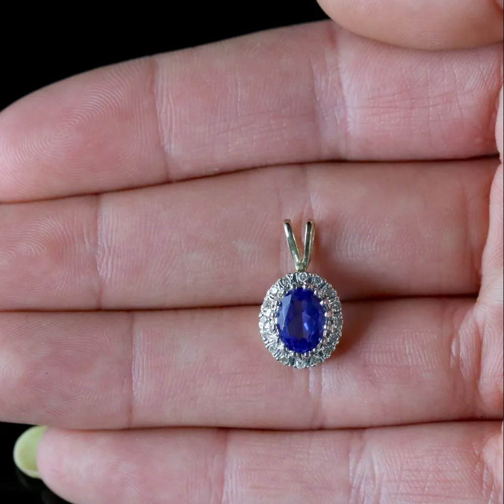 Sapphire Diamond Pendant 9Ct Gold Pendant