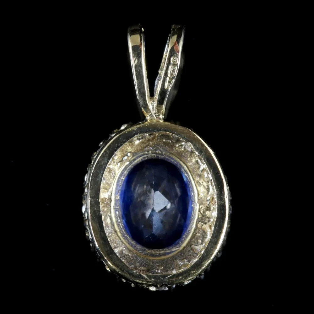 Sapphire Diamond Pendant 9Ct Gold Pendant