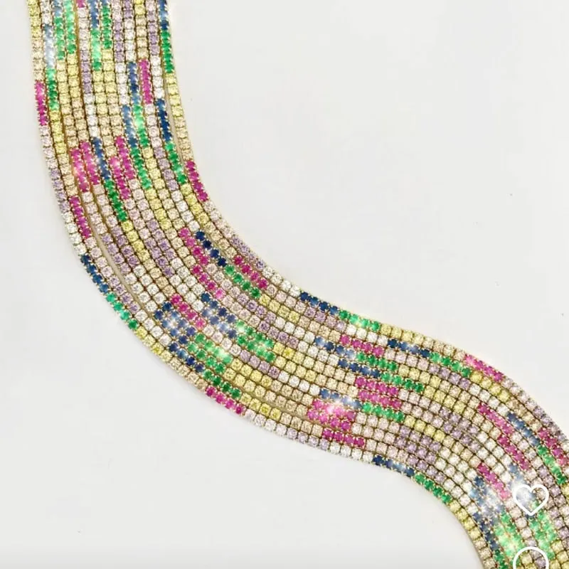 Sexy Short Sparking Rainbow Tennis Chain Chocker Necklace With AAA  CZ Fashion Personality Women Collar Jewellery bijoux femme