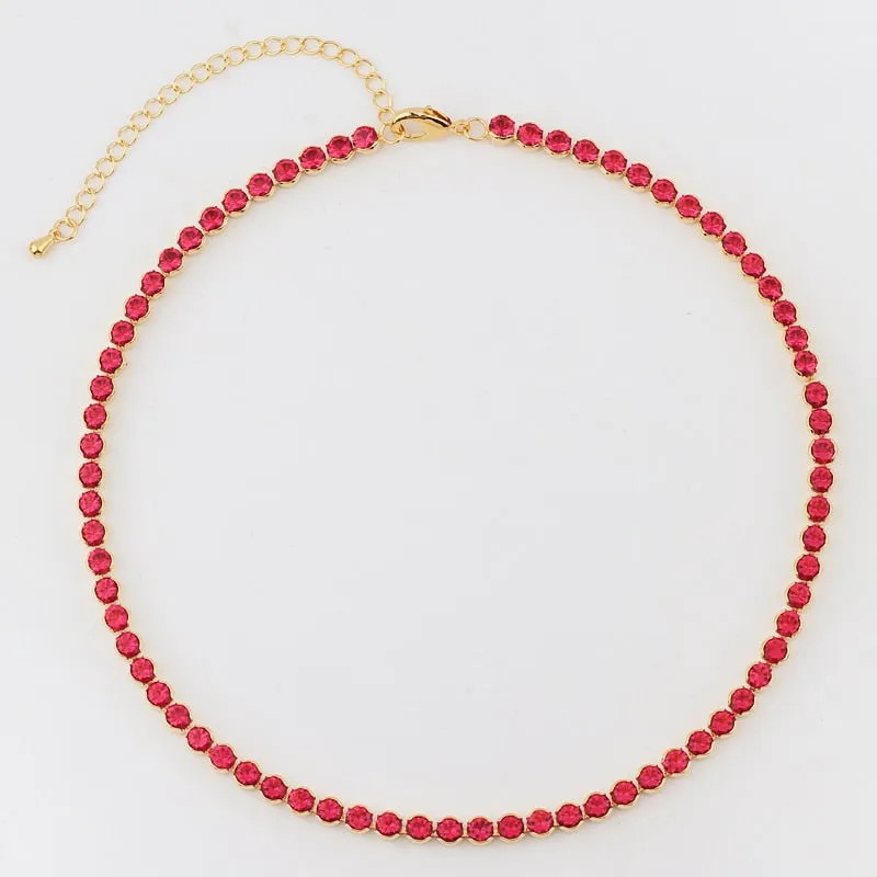 Sexy Short Sparking Rainbow Tennis Chain Chocker Necklace With AAA  CZ Fashion Personality Women Collar Jewellery bijoux femme