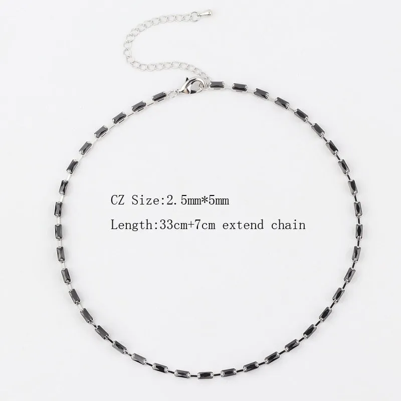 Sexy Short Sparking Rainbow Tennis Chain Chocker Necklace With AAA  CZ Fashion Personality Women Collar Jewellery bijoux femme