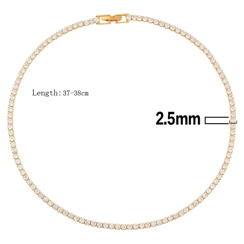 Sexy Short Sparking Rainbow Tennis Chain Chocker Necklace With AAA  CZ Fashion Personality Women Collar Jewellery bijoux femme