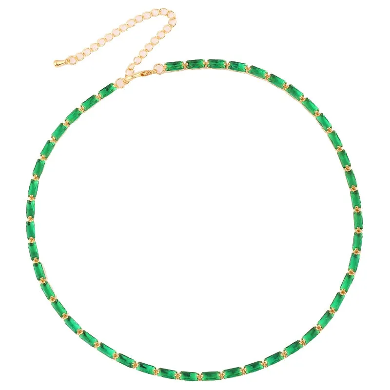 Sexy Short Sparking Rainbow Tennis Chain Chocker Necklace With AAA  CZ Fashion Personality Women Collar Jewellery bijoux femme