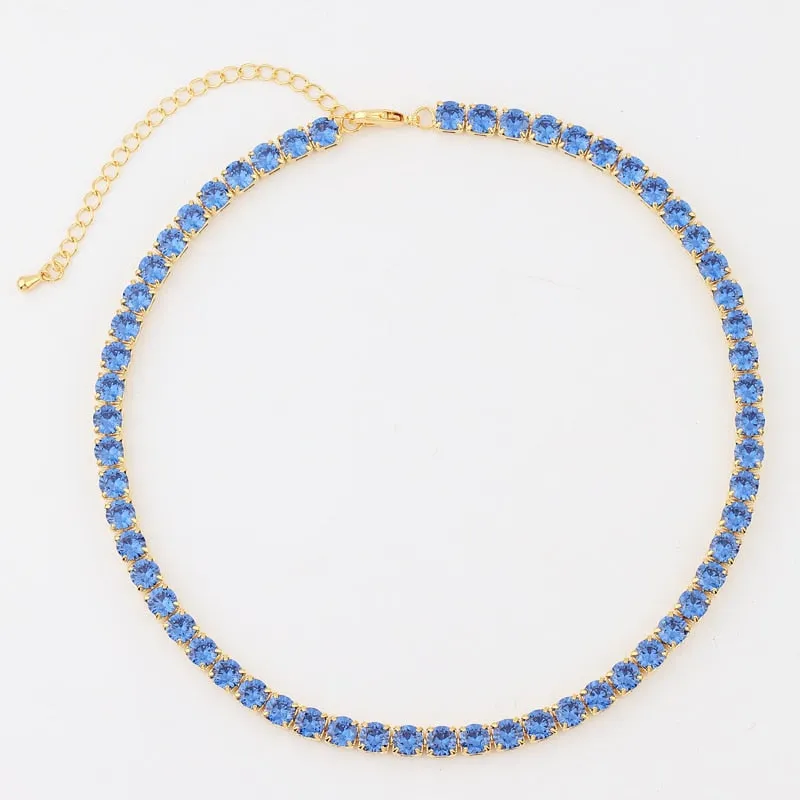 Sexy Short Sparking Rainbow Tennis Chain Chocker Necklace With AAA  CZ Fashion Personality Women Collar Jewellery bijoux femme