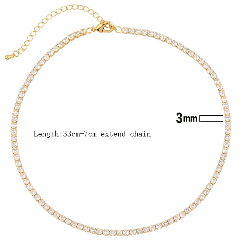 Sexy Short Sparking Rainbow Tennis Chain Chocker Necklace With AAA  CZ Fashion Personality Women Collar Jewellery bijoux femme