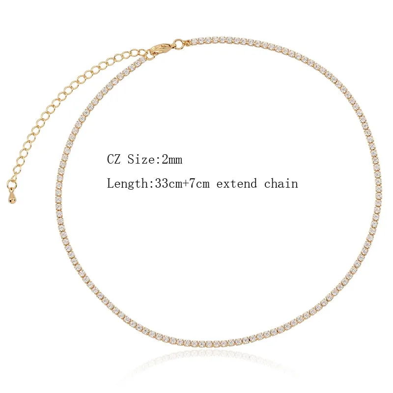Sexy Short Sparking Rainbow Tennis Chain Chocker Necklace With AAA  CZ Fashion Personality Women Collar Jewellery bijoux femme