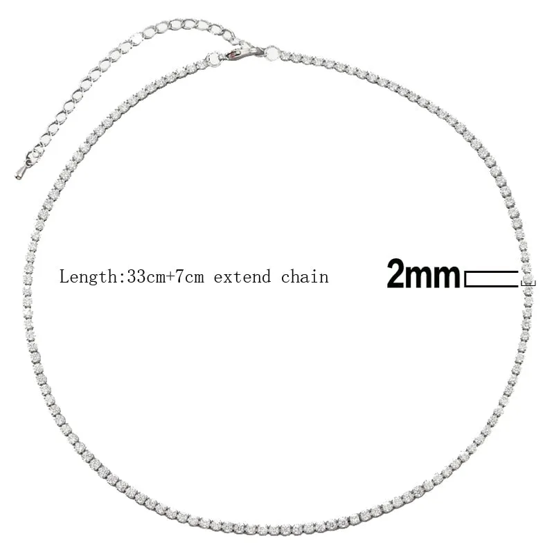 Sexy Short Sparking Rainbow Tennis Chain Chocker Necklace With AAA  CZ Fashion Personality Women Collar Jewellery bijoux femme
