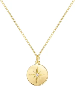 S.Leaf Gold Necklaces for Women Sterling Silver Coin Necklace Starburst Pendant Sterling Silver Necklace for Women