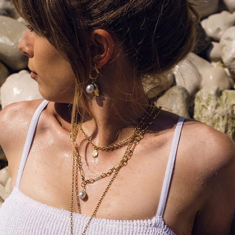 Small Molten Coral Rock Necklace - Chunky Chain