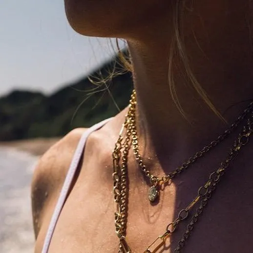 Small Molten Coral Rock Necklace - Chunky Chain