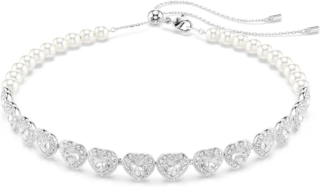 Swarovski Ariana Grande Angelic Mixed Cut Heart Crystal Choker Necklace in Rhodium Finish - Part of the Ariana Grande x Capsule Collection
