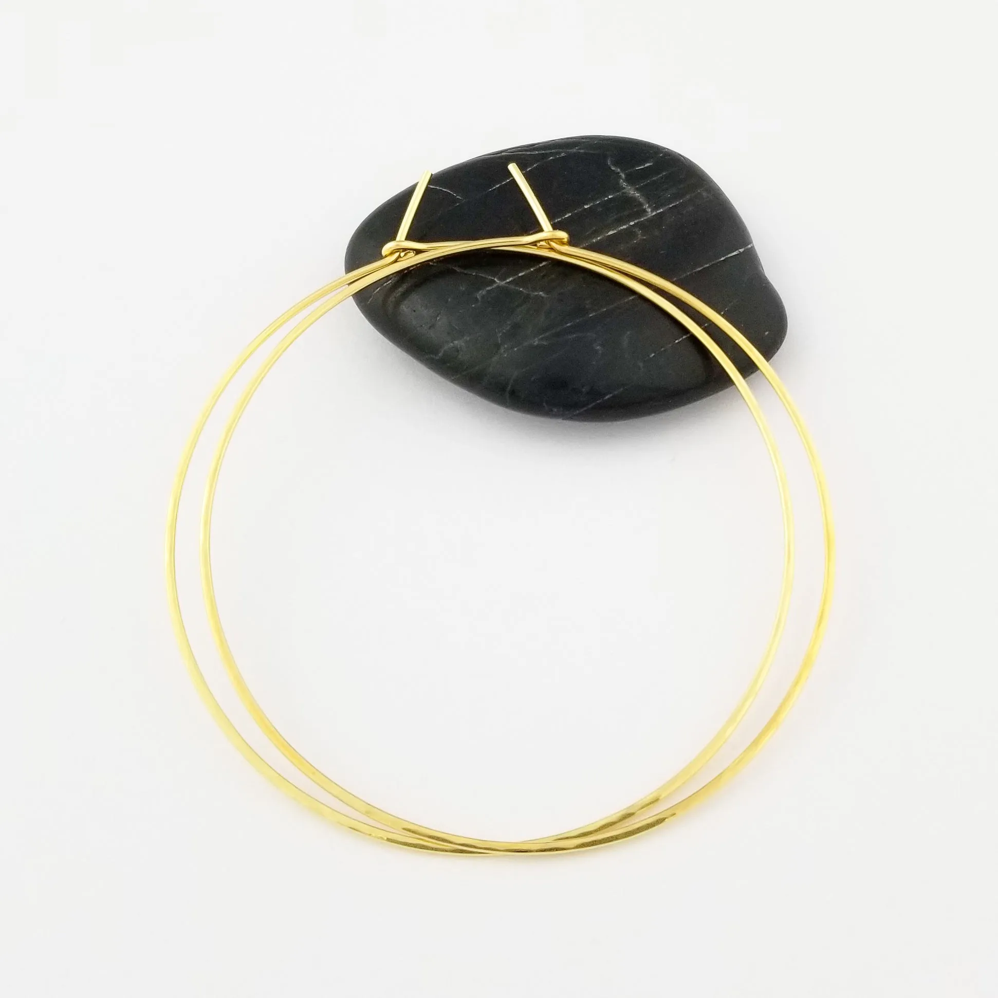 Thin Hammered Solid Gold Hoop Earrings