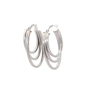 Three Tier High Polish Oval Hoop Earrings