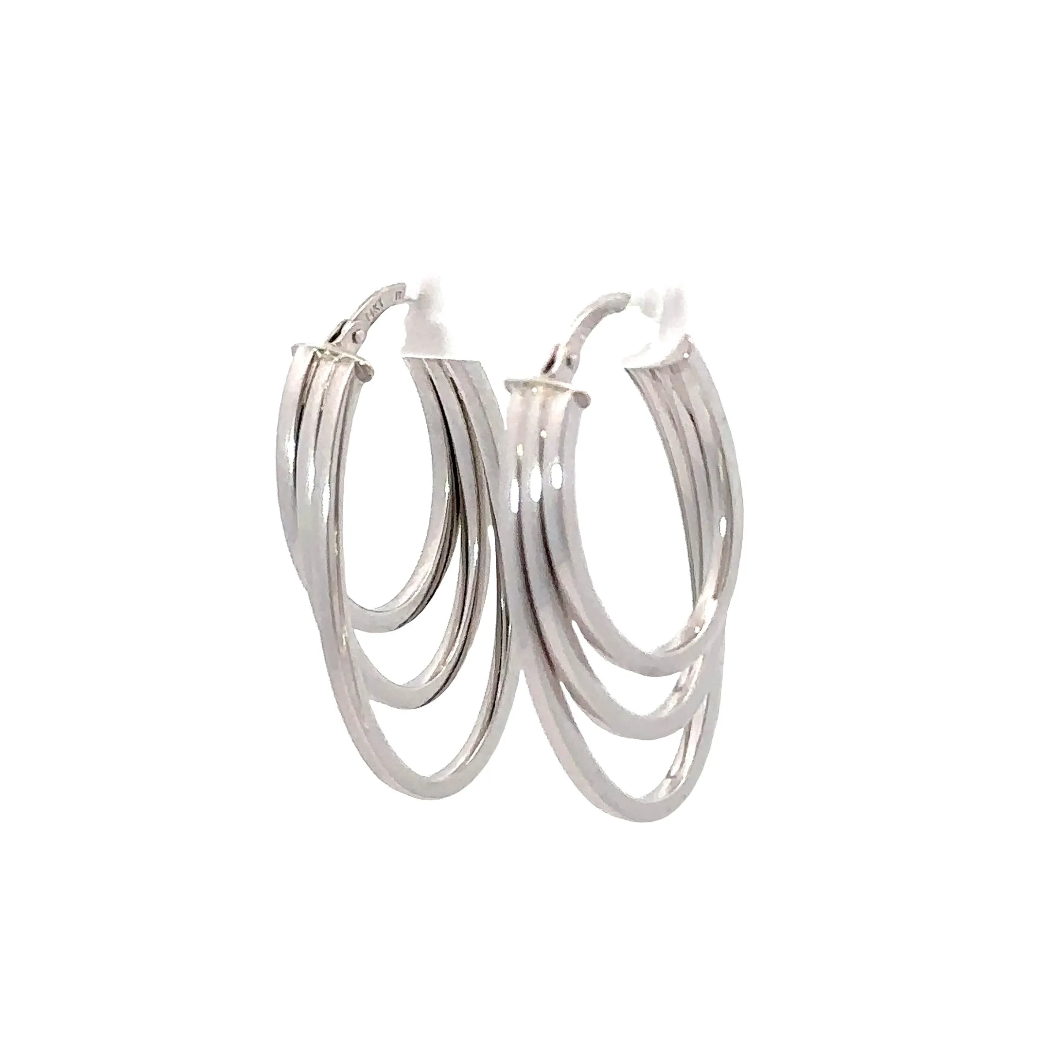 Three Tier High Polish Oval Hoop Earrings