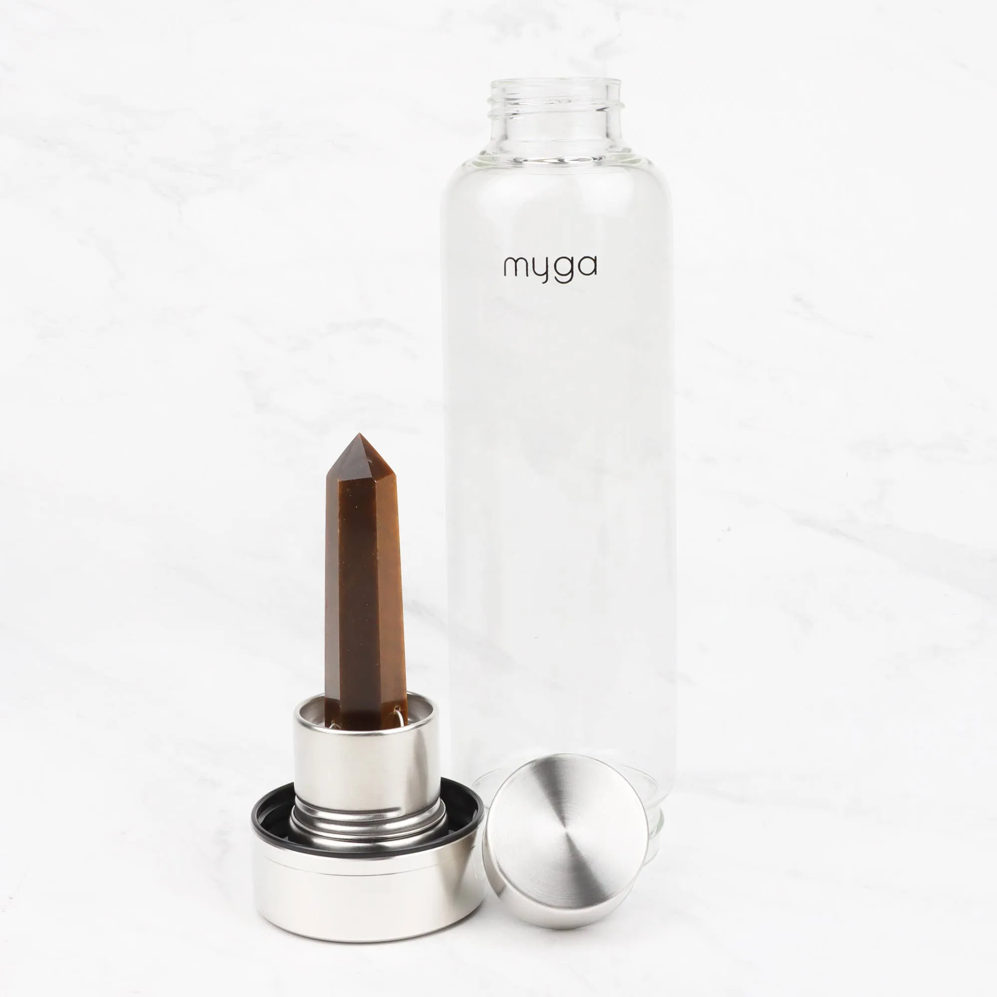 Tigers Eye Crystal Glass Water Bottle