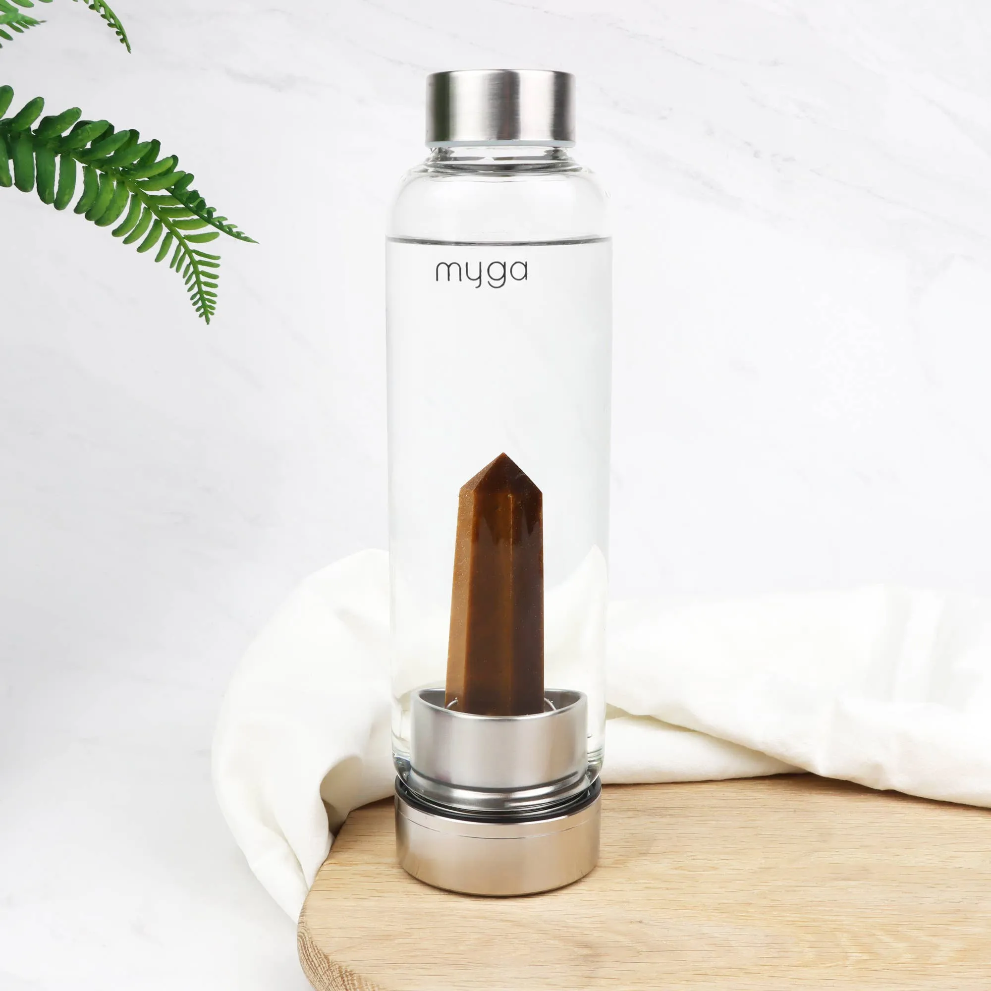 Tigers Eye Crystal Glass Water Bottle