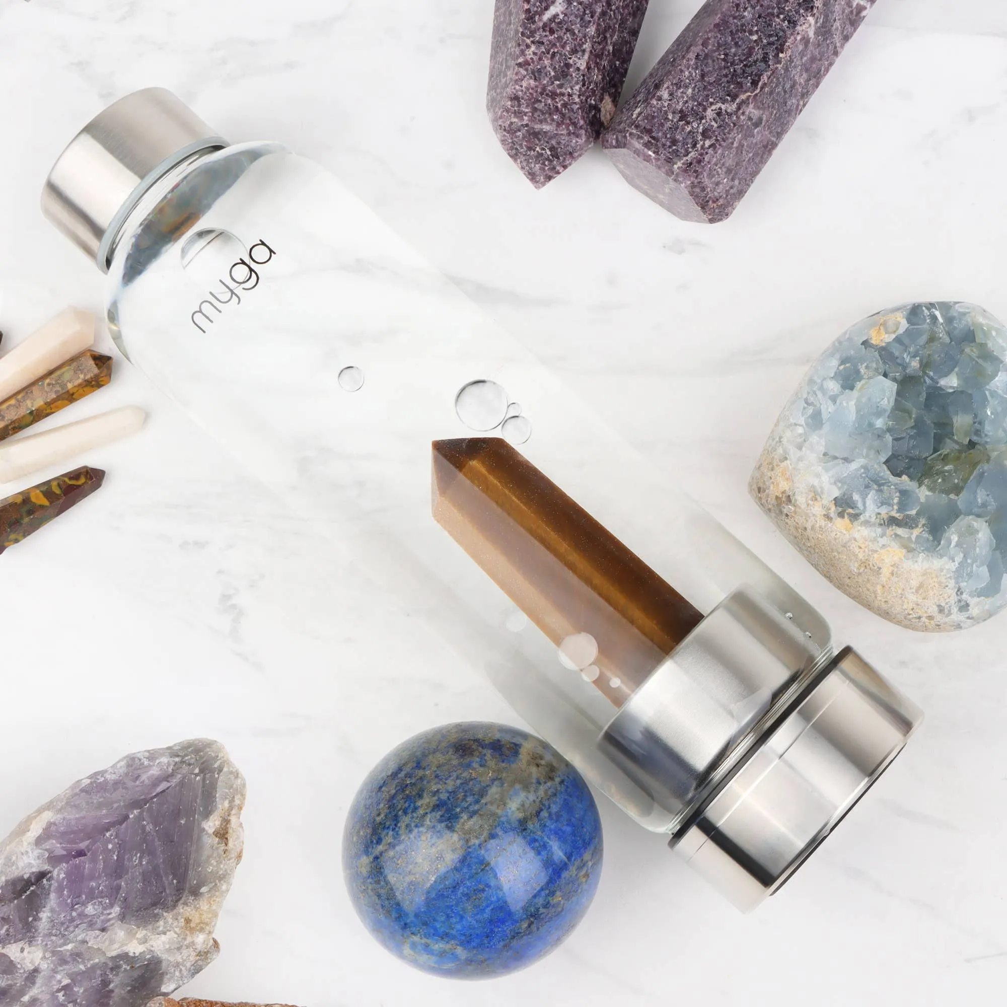 Tigers Eye Crystal Glass Water Bottle