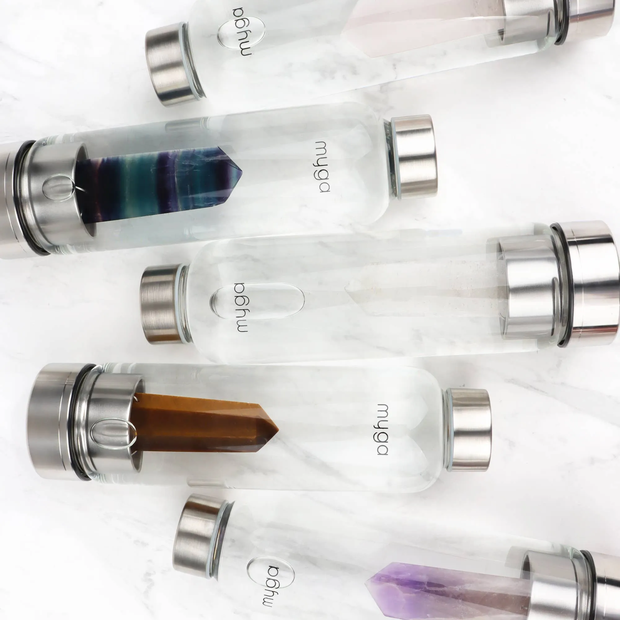 Tigers Eye Crystal Glass Water Bottle