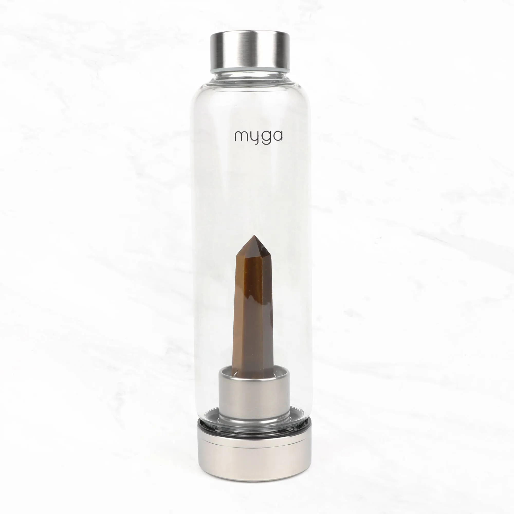Tigers Eye Crystal Glass Water Bottle
