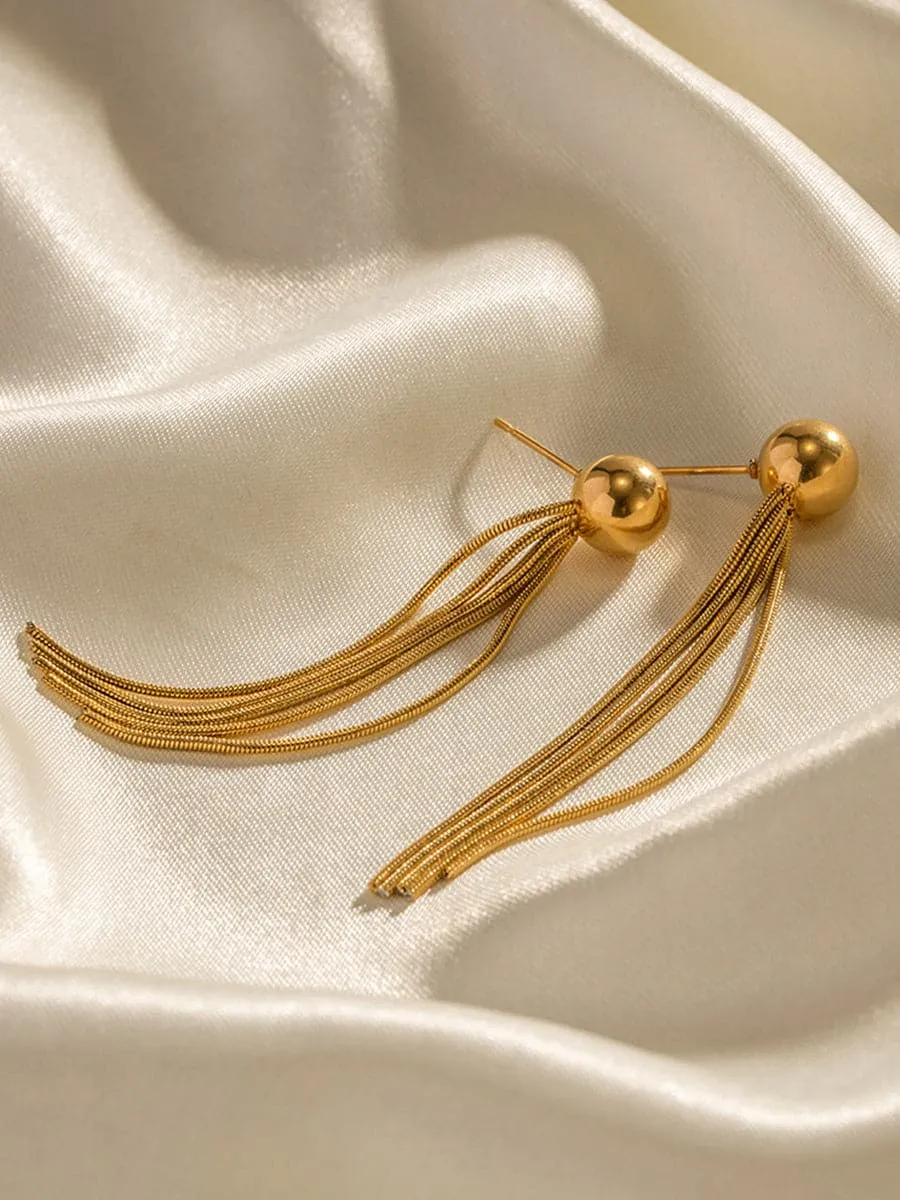 Titanium Steel Tassel Earrings MSE00151