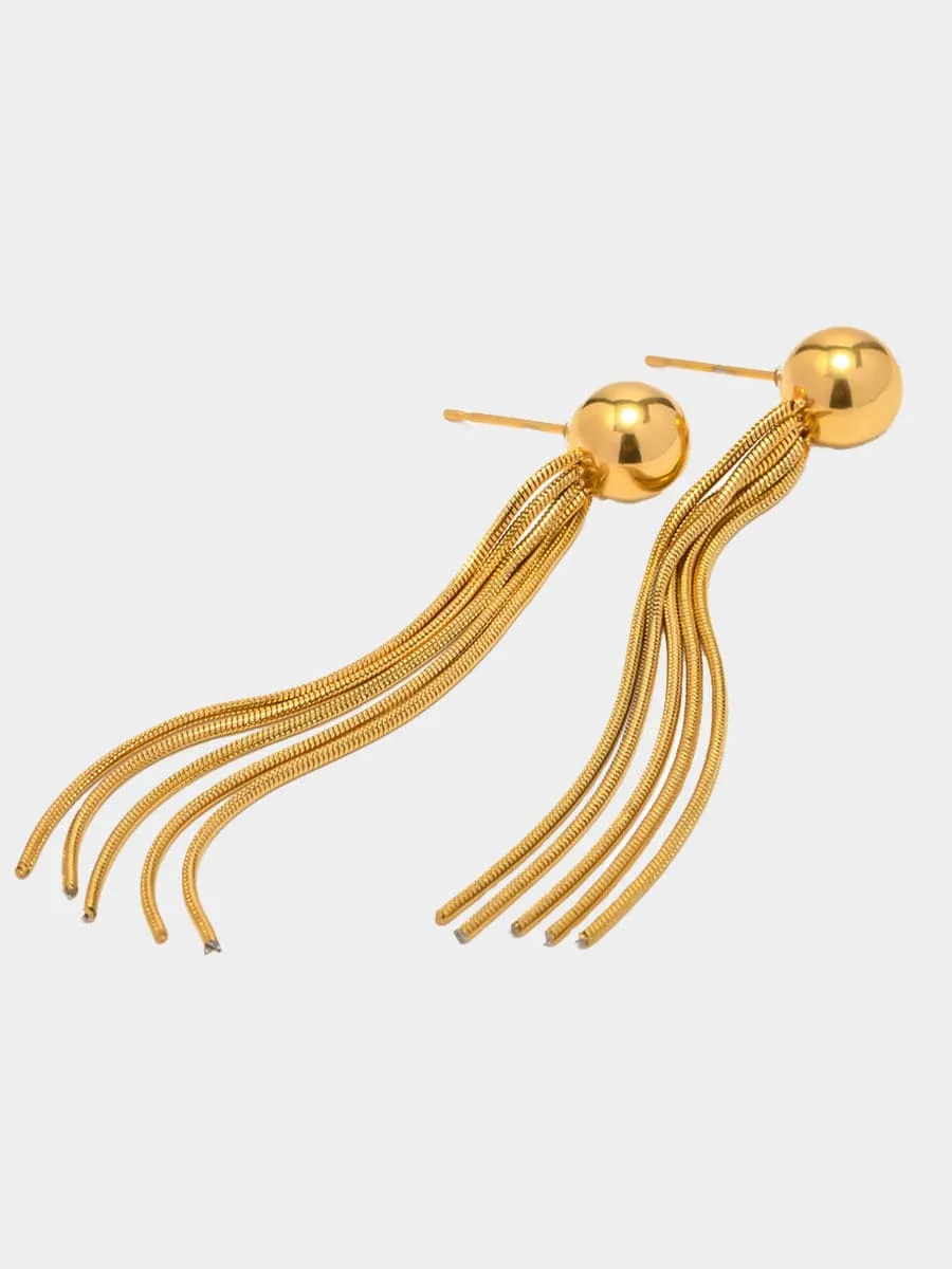 Titanium Steel Tassel Earrings MSE00151