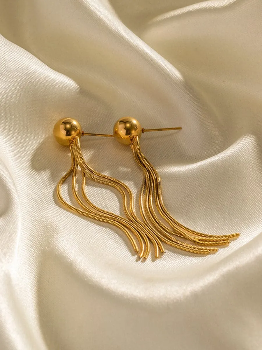 Titanium Steel Tassel Earrings MSE00151