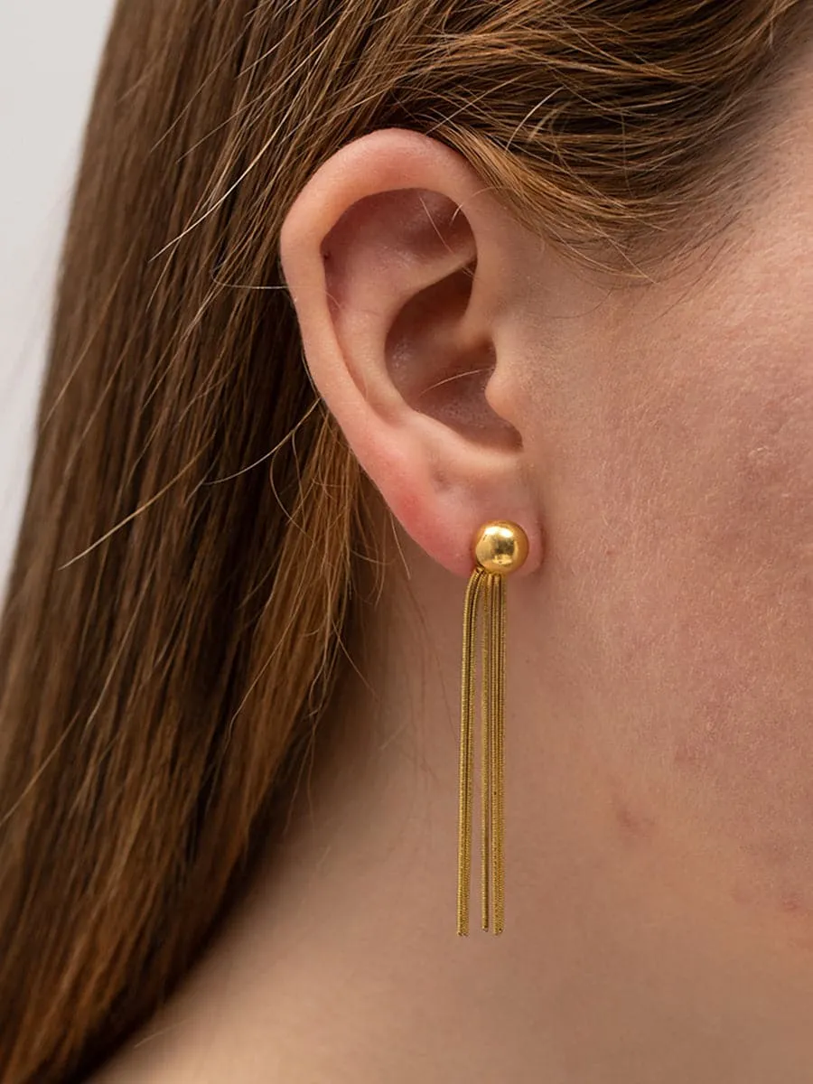 Titanium Steel Tassel Earrings MSE00151