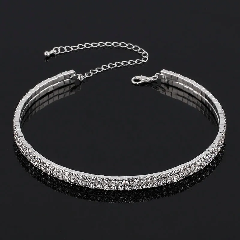 TREAZY Bridal Fashion Crystal Rhinestone Choker Necklace Women Wedding Accessories Tennis Chain Chokers Jewelry Collier Femme