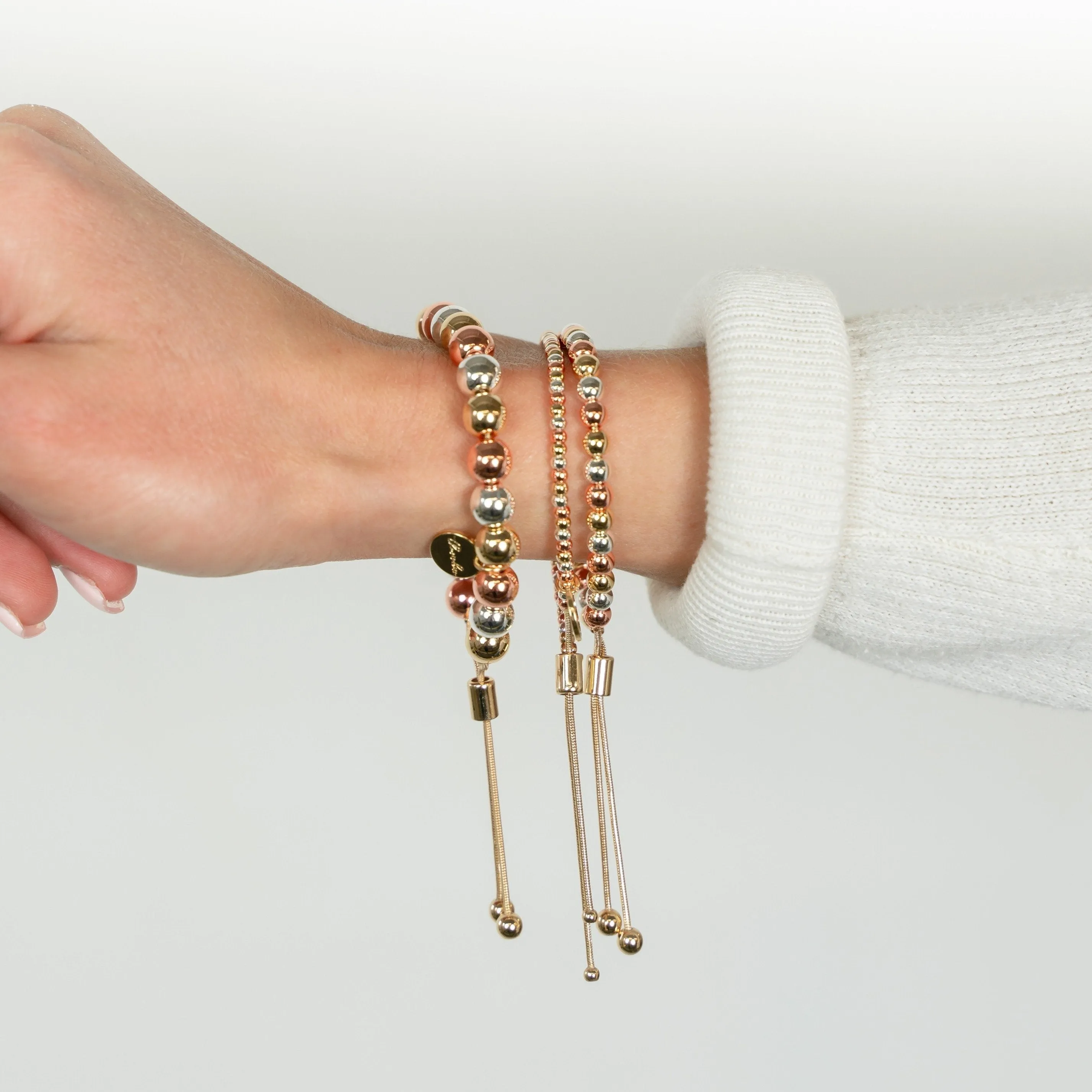 Tri Tone Beaded Adjustable Bracelets
