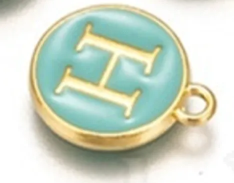 Turquoise Green Initial Letter Charms - Add On to Necklace