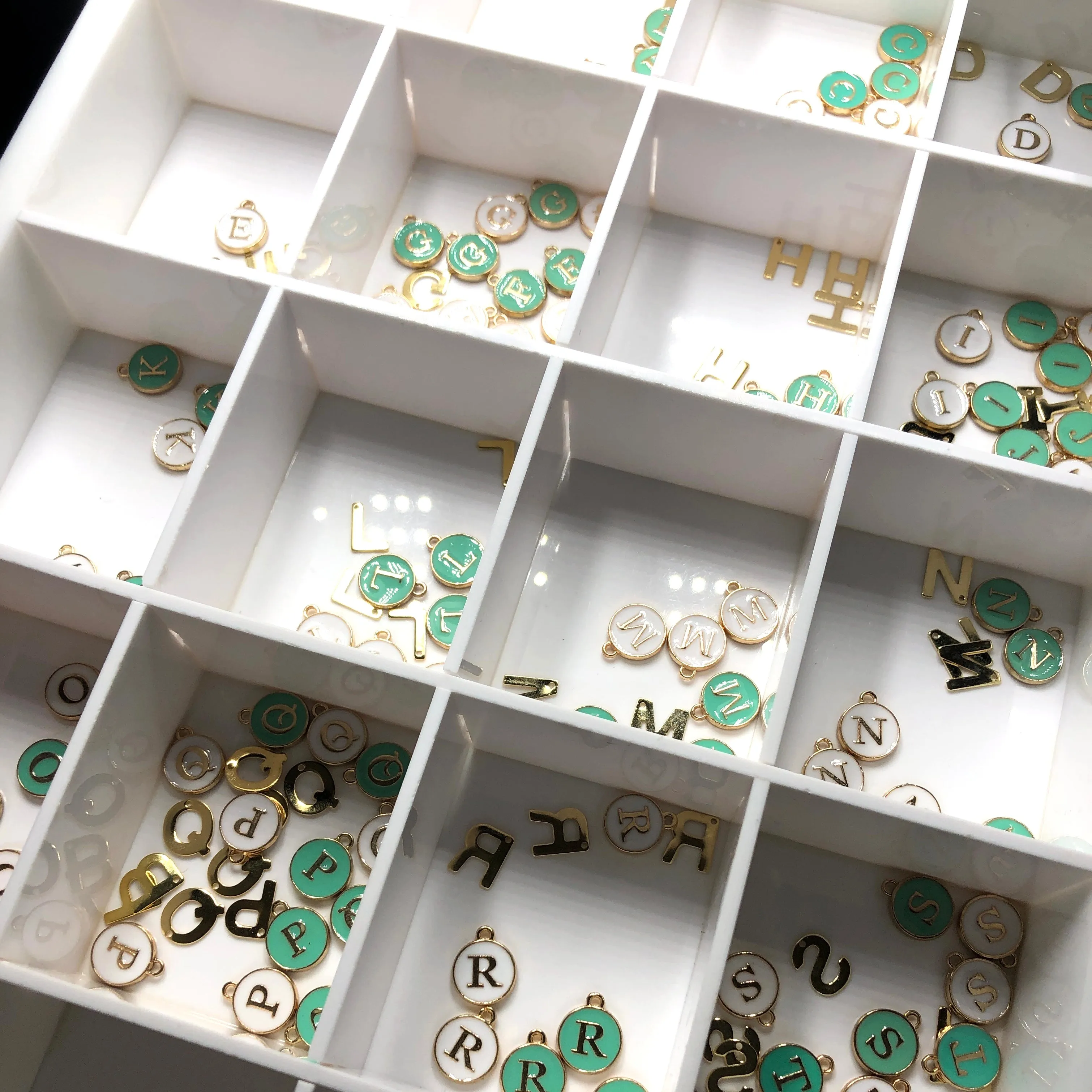 Turquoise Green Initial Letter Charms - Add On to Necklace