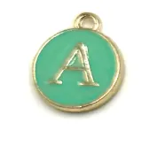 Turquoise Green Initial Letter Charms - Add On to Necklace
