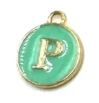 Turquoise Green Initial Letter Charms - Add On to Necklace