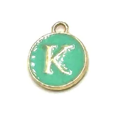 Turquoise Green Initial Letter Charms - Add On to Necklace