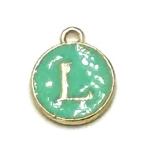 Turquoise Green Initial Letter Charms - Add On to Necklace