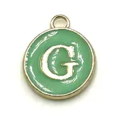 Turquoise Green Initial Letter Charms - Add On to Necklace